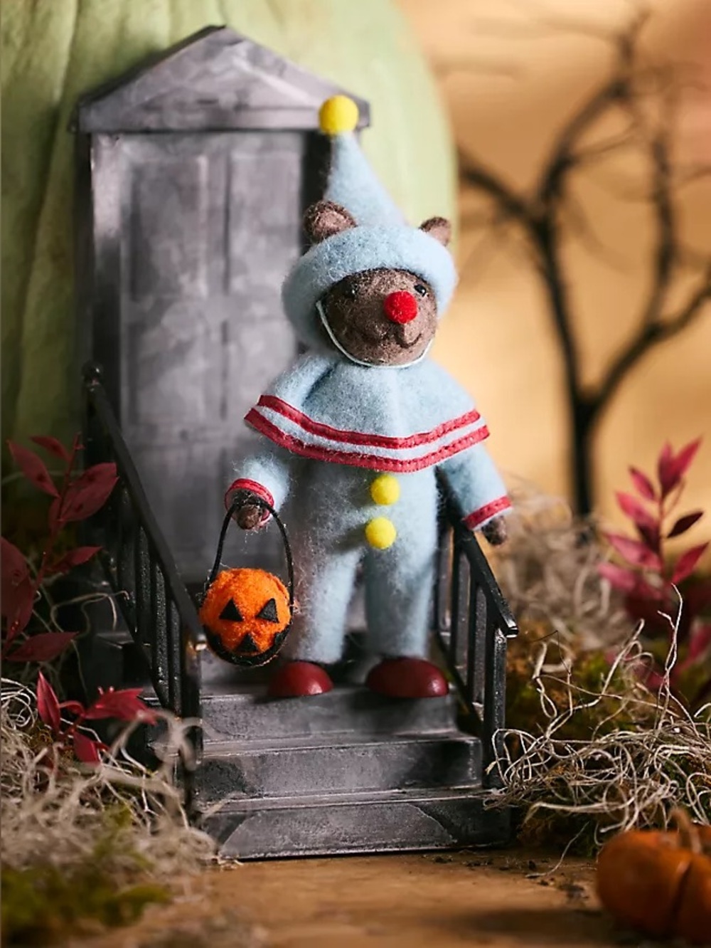 NWOT Anthropologie Terrain Halloween Clown Bear Felt Critter NWOT